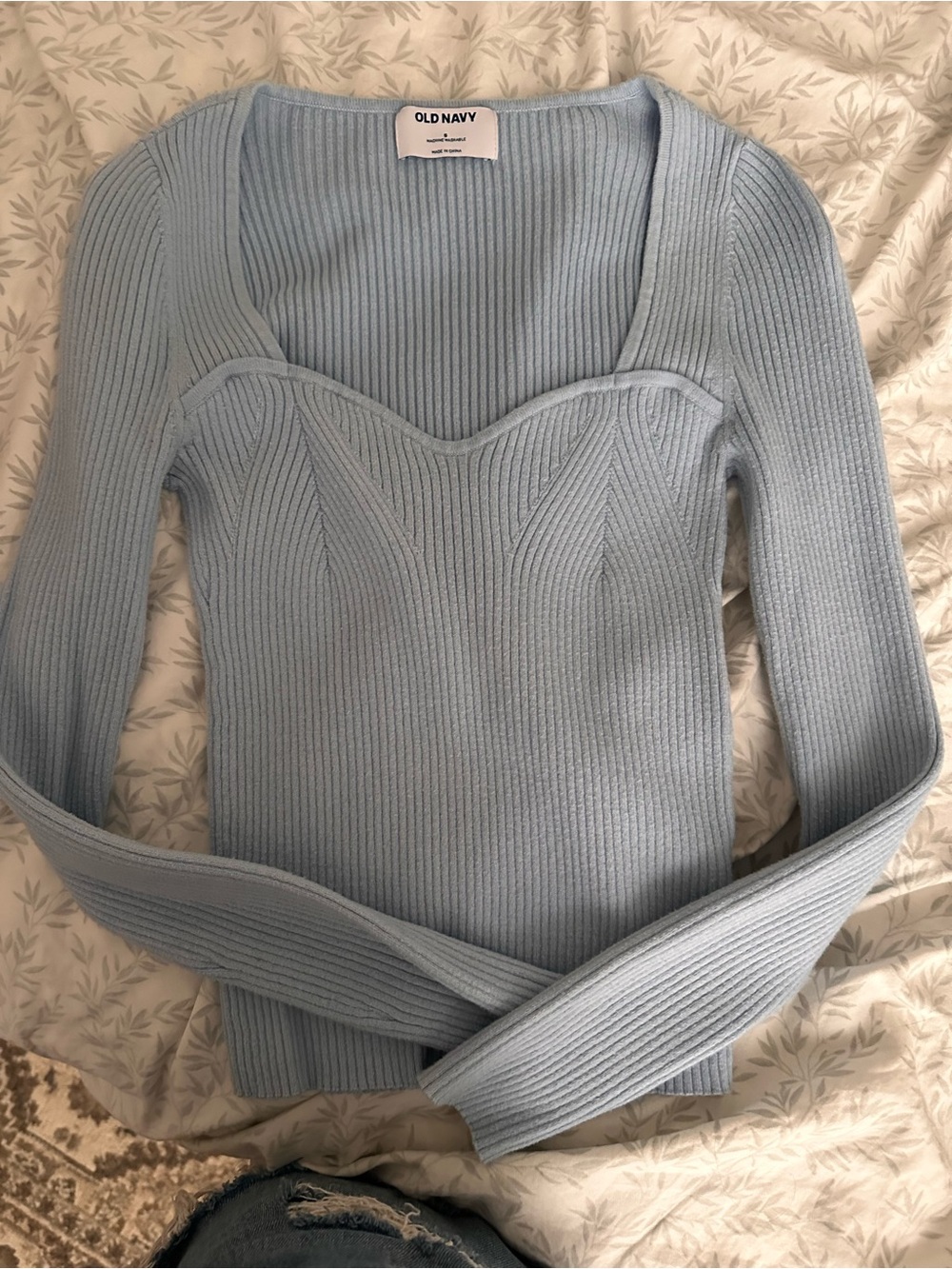 Old Navy Pale Blue Ribbed Knit Top